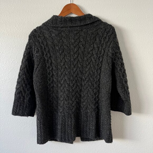 Inis Crafts Womens Cable Knit 100% Merino Wool Cardigan Sweater Large Gray - Picture 5 of 5